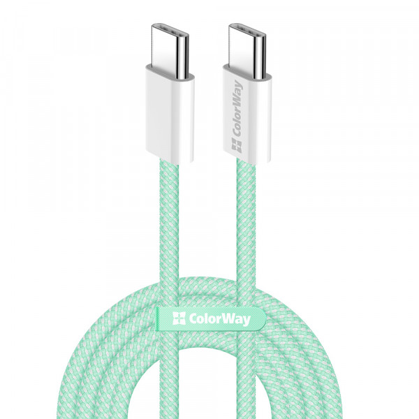 Фото - Кабель синхронизации данных Colorway Type-C - Type-C (PD Fast Charging 60W) 3.0А 1м зеленый (CW-CBPDCC061-G)