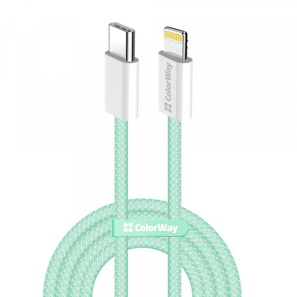 Фото - Кабель синхронизации данных Colorway Type-C - Apple Lightning (PD Fast Charging 27W) 1м зеленый (CW-CBPDCL061-G)