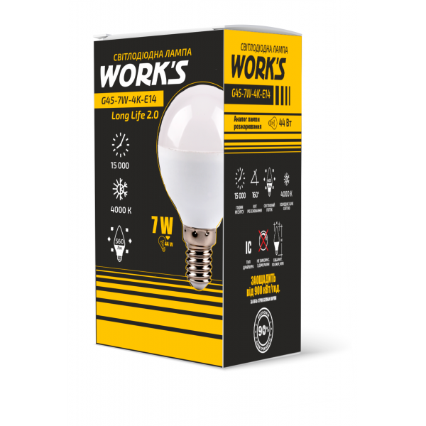 Фото - Лампочка светодиодная Works Long-Life 2.0 G45-7W-4K-E14