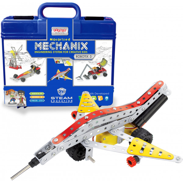 Фото - Металлический конструктор ZEPHYR в пластиковом кейсе "ROBOTIX" №3 (215 элм./8 моделей) (1074)