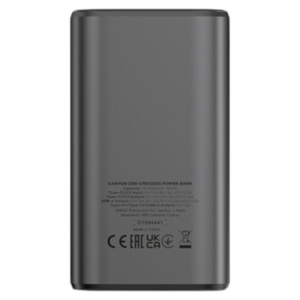 Фото - Батарея мобильная Canyon OnPower 130 TFT 10000 mAh PD30W Dark Grey (CNS-CPB130DG)