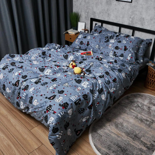 Фото - Комплект постельного белья Moon&Star Бязь Gold Люкс «Feline Fun» King Size 220x240 нав. 4х70х70 (MS-820006304)