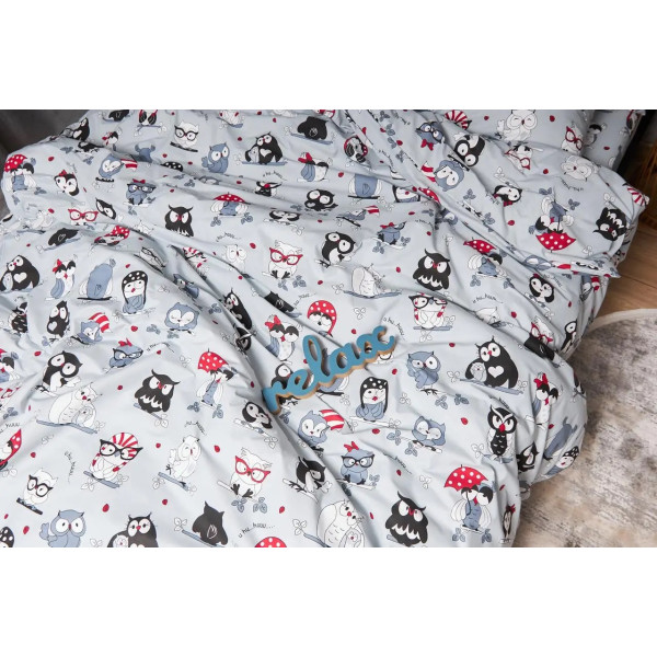 Фото - Комплект постельного белья Moon&Star Бязь Gold Люкс «Owls Gray» 200х220 нав. 2х40х60  (MS-820005470)
