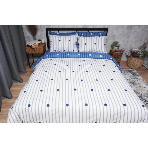 Фото - Комплект постельного белья Moon&Star Бязь Gold Люкс «Peas Blue» 200х220 нав. 2х50х70 (MS-820004771)