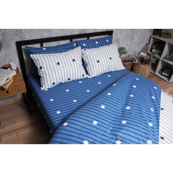 Фото - Комплект постельного белья Moon&Star Бязь Gold Люкс «Peas Blue» 200х220 нав. 2х50х70 (MS-820004771)