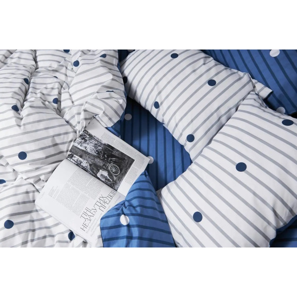 Фото - Комплект постельного белья Moon&Star Бязь Gold Люкс «Peas Blue» 200х220 нав. 2х50х70 (MS-820004771)