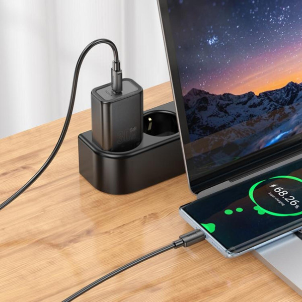 Фото - Сетевое зарядное устройство HOCO N62 PD30W charger (EU) Black (6942007644297)