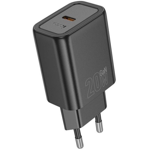 Фото - Сетевое зарядное устройство HOCO N60 Gentle single port PD20W charger (EU) Black (6942007644174) Фото - Сетевое зарядное устройство HOCO N60 Gentle single port PD20W charger (EU) Black (6942007644174)