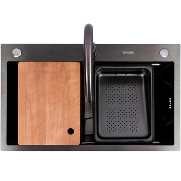 Фото - Мойка кухонная VALESO CM 75x46B PVD черная (Work station) Handmade