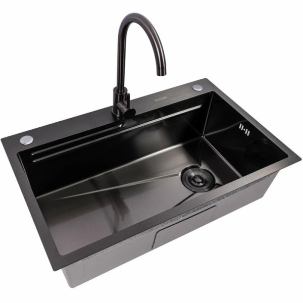 Фото - Мойка кухонная VALESO CM 75x46B PVD черная (Work station) Handmade