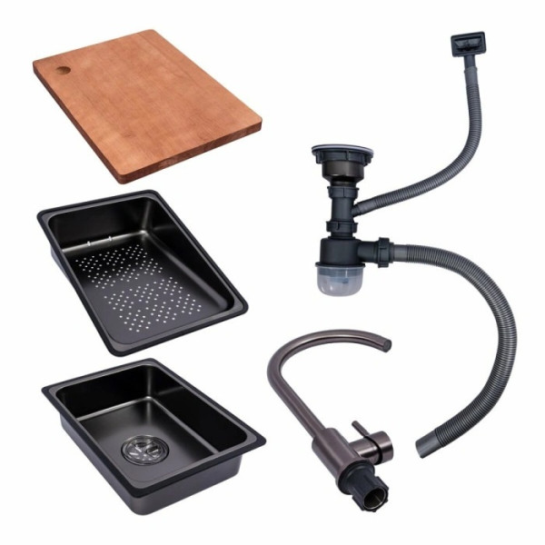 Фото - Мойка кухонная VALESO CM 75x46B PVD черная (Work station) Handmade