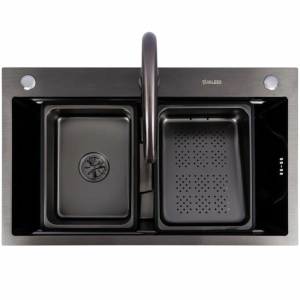 Фото - Мойка кухонная VALESO CM 75x46B PVD черная (Work station) Handmade