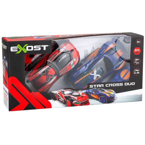 Фото - Набор машинок на радиоуправлении Exost STAR CROSS DUO 1:28 красная и синяя (20647)