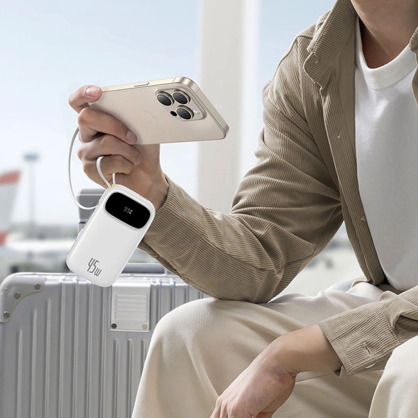 Фото - Батарея мобильная Baseus 20000mAh EnerFill FC31 45W PD,QC,USB-A,USB-C In/Out, built-in USB-C/Lightning cable White (E0028D01)
