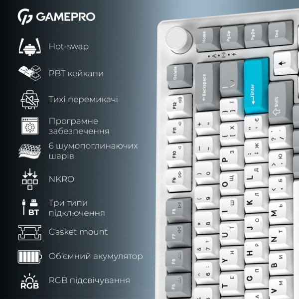 Фото - Клавиатура беспроводная игровая GamePro Asgard Yord Keychron Super White (MK266WH)