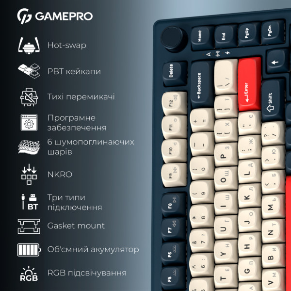 Фото - Клавиатура беспроводная игровая GamePro Asgard Yord Keychron Super Blue (MK266BL)