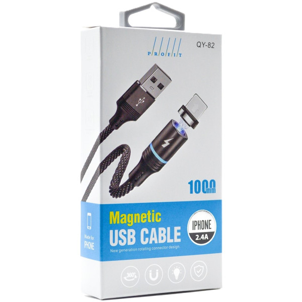 Фото - Кабель синхронизации данных Profit QY-82 Magnetic Lightning 1m 2,4A Black (000001483)