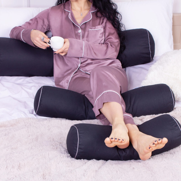 Фото - Подушка валик MirSon №8123 Naturale Line 16-9000 Black Stone EcoSilk 100х20 см (2200006248835)