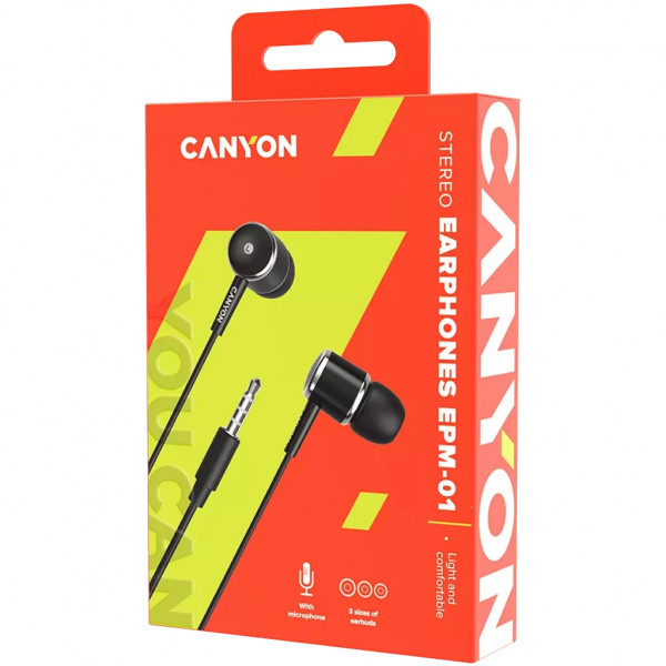 Фото - Наушники вкладыши проводные Canyon CNE-CEPM01B Black