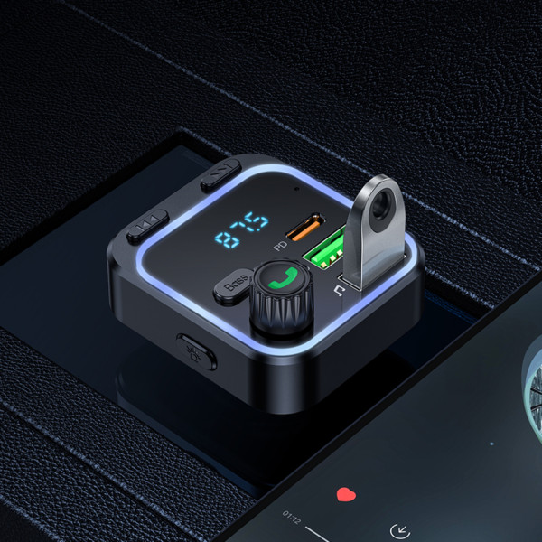 Фото - FM модулятор BOROFONE BC53 Highway PD20W+QC3.0 car BT FM transmitter 18W Black (6941991108457)