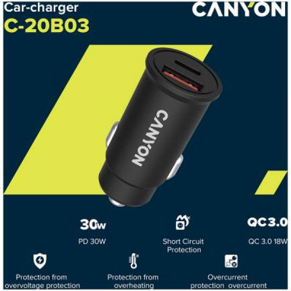 Фото - Автомобильное зарядное устройство Canyon CNS-CCA20B03