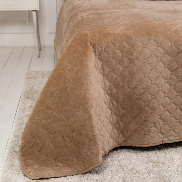 Фото - Покрывало полуторное ТЕП Velour 150х210 см Золотой беж/Ромб круглый (4-00515_22470)
