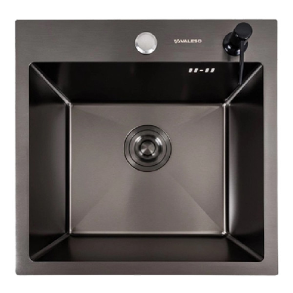 Фото - Мойка кухонная VALESO 45x45 Handmade PVD черная (сифон круглый 3,0/0,8)