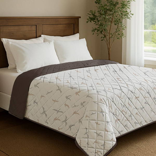 Фото - Покрывало односпальное Zastelli BIRDS Reverce Brown/brown 160х210см Разноцветный (22679)