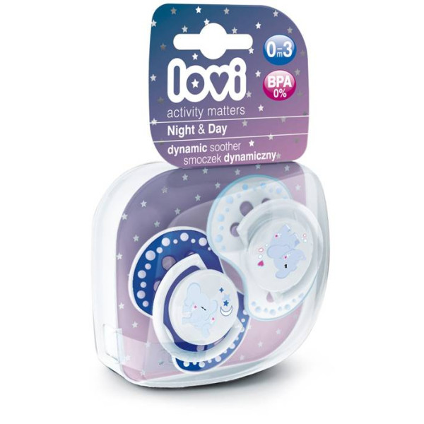 Фото - Динамическая пустышка Lovi 0-3 м-цев 2 шт. LOVI Night i Day (22/809boy)