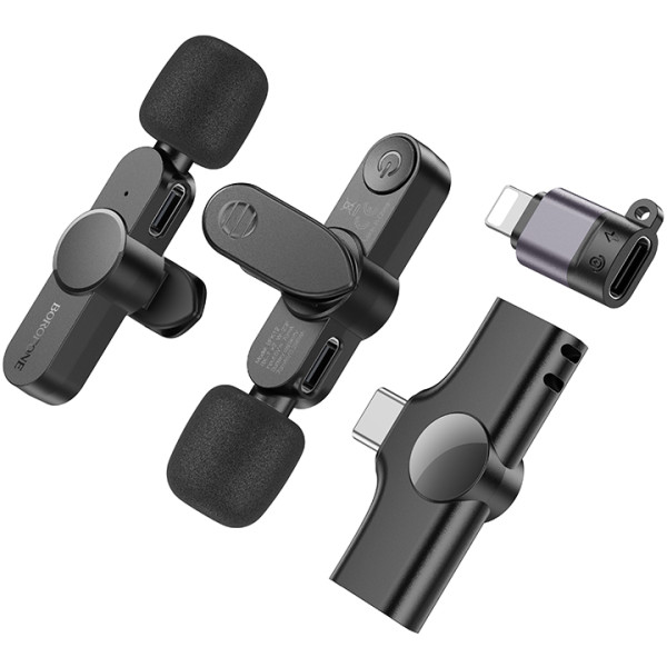 Фото - Микрофон для смартфона BOROFONE BFK12 Trophy lavalier wireless digital microphone iP/Type-C Black (6941991106408)