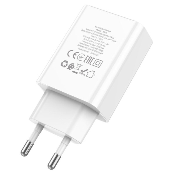 Фото - Сетевое зарядное устройство HOCO C100A PD20W+QC3.0 White (6931474769800)