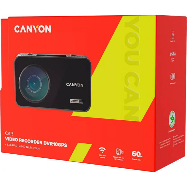 Фото - Видеорегистратор Canyon DVR10GPS FullHD 1080p GPS Wi-Fi Black (CND-DVR10GPS)