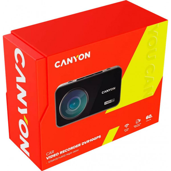 Фото - Видеорегистратор Canyon DVR10GPS FullHD 1080p GPS Wi-Fi Black (CND-DVR10GPS)