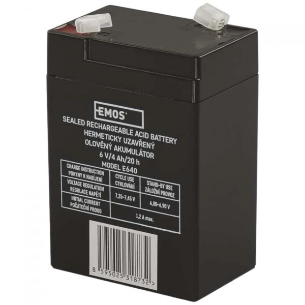Фото - Аккумулятор для ИБП EMOS B9641 AGM, 6V, 4Ah, fast 4,7mm