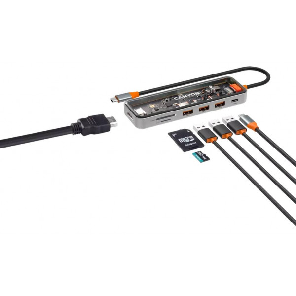 Фото - Док-станция Canyon DS-13 4k 7-в-1 USB-C Space Grey (CNS-TDS13)