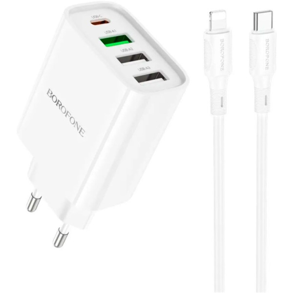 Фото - Сетевое зарядное устройство BOROFONE BA79A Clever four-port PD20W(1C3A) charger set C to iP White (6941991102707)