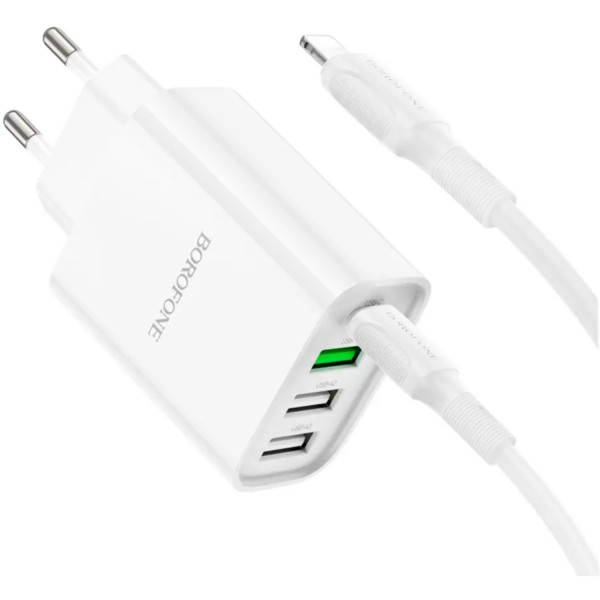 Фото - Сетевое зарядное устройство BOROFONE BA79A Clever four-port PD20W(1C3A) charger set C to iP White (6941991102707)