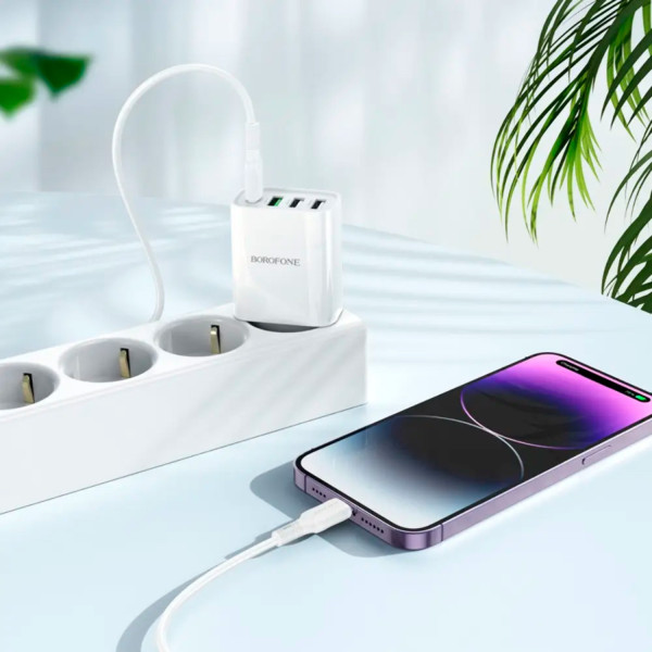 Фото - Сетевое зарядное устройство BOROFONE BA79A Clever four-port PD20W(1C3A) charger set C to iP White (6941991102707)