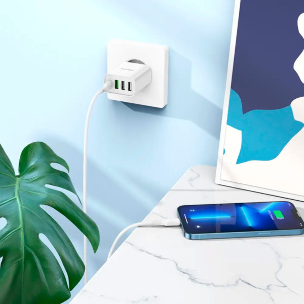 Фото - Сетевое зарядное устройство BOROFONE BA79A Clever four-port PD20W(1C3A) charger set C to iP White (6941991102707)