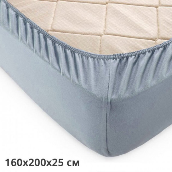 Фото - Микроповреждение - Простынь полуторная GM Textile на резинке серая 160х200х25