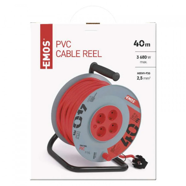 Фото - Удлинитель 220В EMOS на катушке P09240M 4 розетки, 40 м, ПВХ