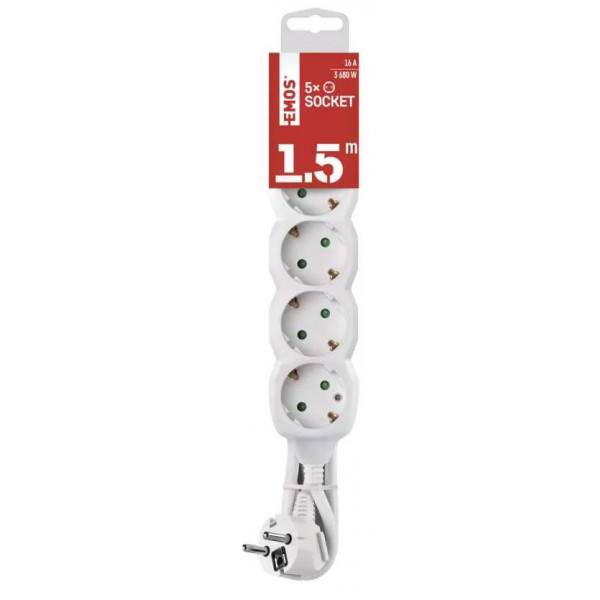 Фото - Удлинитель 220В EMOS P0521R, 5 розетки, 1,5м.