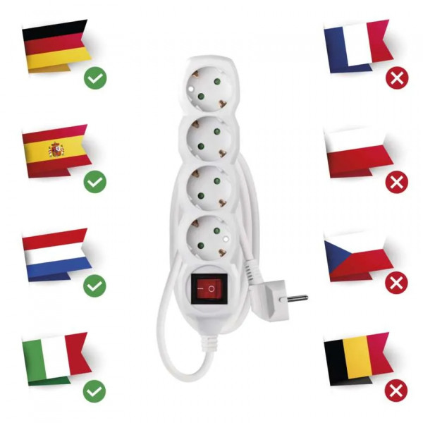 Фото - Удлинитель 220В EMOS P1421R, 4 розетки, 1,5м.