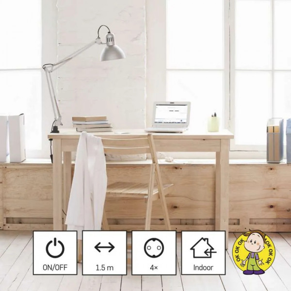 Фото - Удлинитель 220В EMOS P1421R, 4 розетки, 1,5м.
