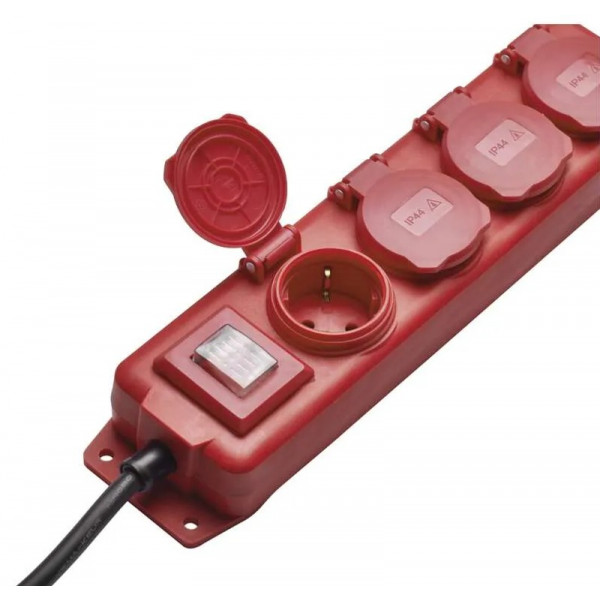 Фото - Удлинитель 220В EMOS красный резина, P14231, 4 раз, 3м.