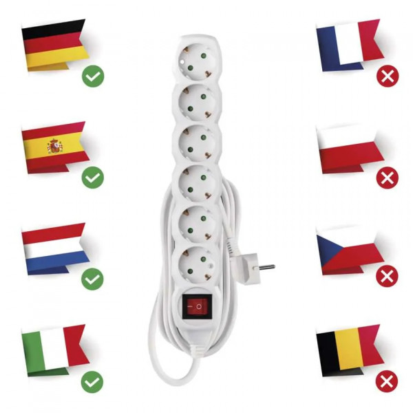 Фото - Удлинитель 220В EMOS P1625R, 6 розетки, 5м.
