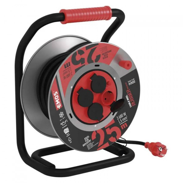 Фото - Удлинитель 220В EMOS на катушке EMOS P19222, 4 розетки, 25, резина/неопрен