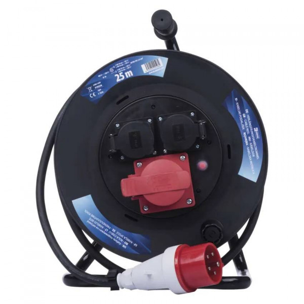 Фото - Удлинитель 220В EMOS на катушке P192250 3 розетки, 25 м, 220-400V, резина