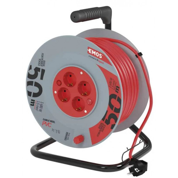 Фото - Удлинитель 220В EMOS на катушке P092501, 4 розетки, 50 м, ПВХ