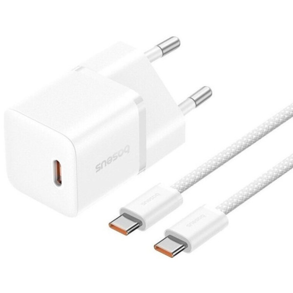 Фото - Сетевое зарядное устройство Baseus GaN5 Fast Charger 1C 20W EU Moon Fast Charging Data Cable Type-C White (P10110900213-01)